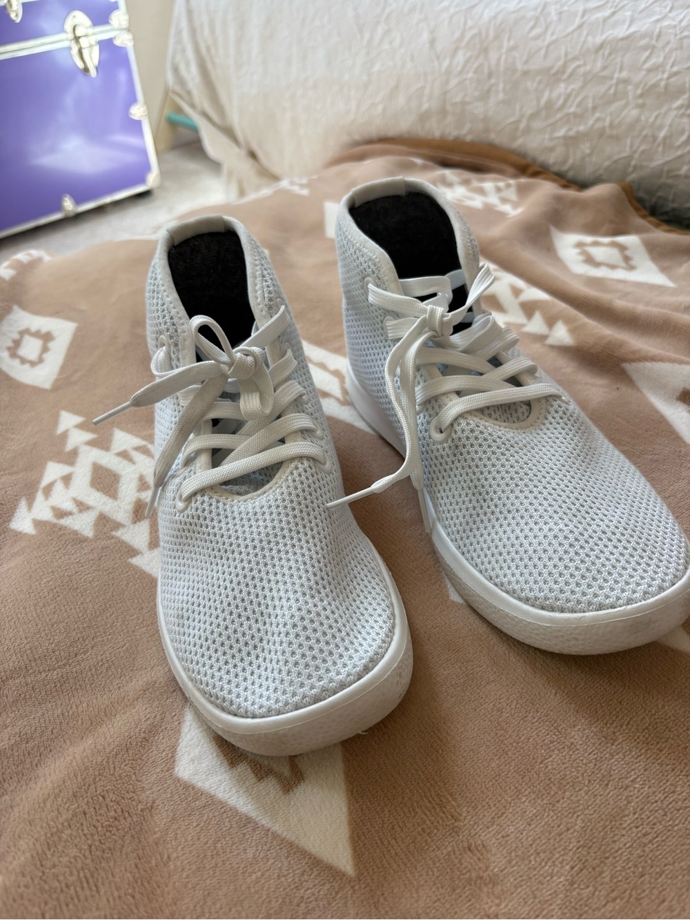 allbirds Women's White Knit Lace-Up Sneakers